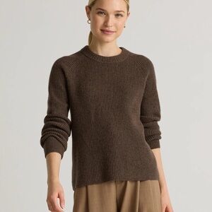 Quince Mongolian Cashmere Crewneck Fisherman Sweater